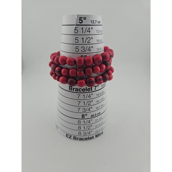 Fushia Pink Stone Style Beaded Wrap Bracelet Stack Earthy Boho Granola Girl - Picture 3 of 3